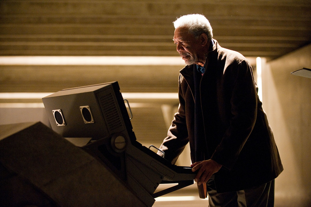 Morgan Freeman as Lucius Fox in The Dark Knight