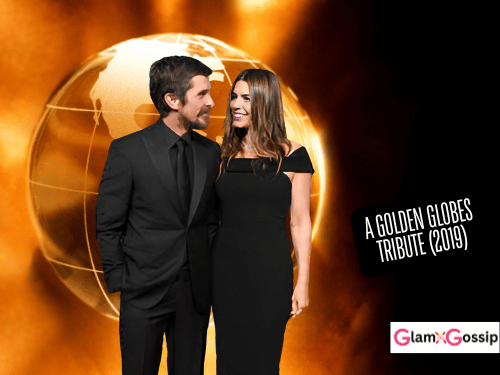 Christian Bale thanking his wife during a Golden Globes speech