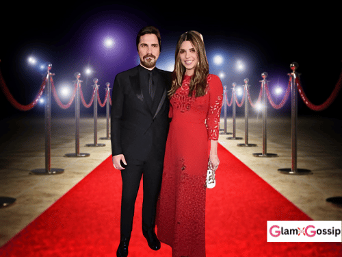 Christian Bale and Sibi Blazic on a red carpet together
