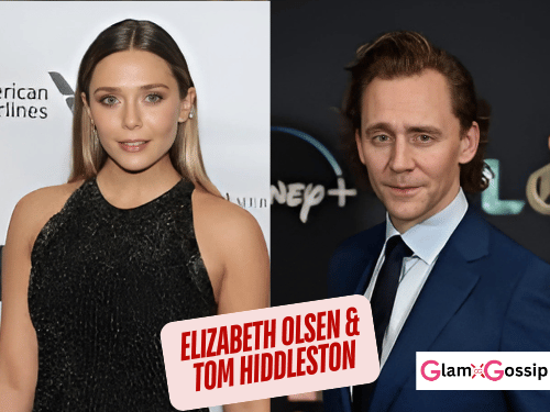 Elizabeth Olsen and Tom Hiddleston promoting a film