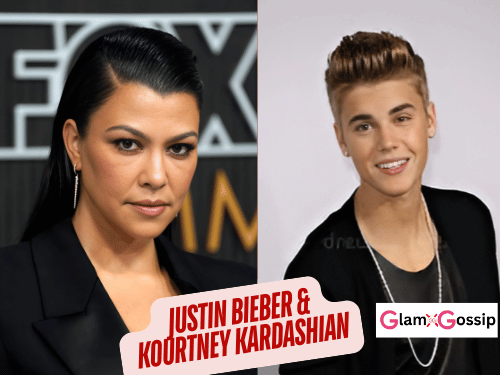 Justin Bieber alongside Kourtney Kardashian at a party