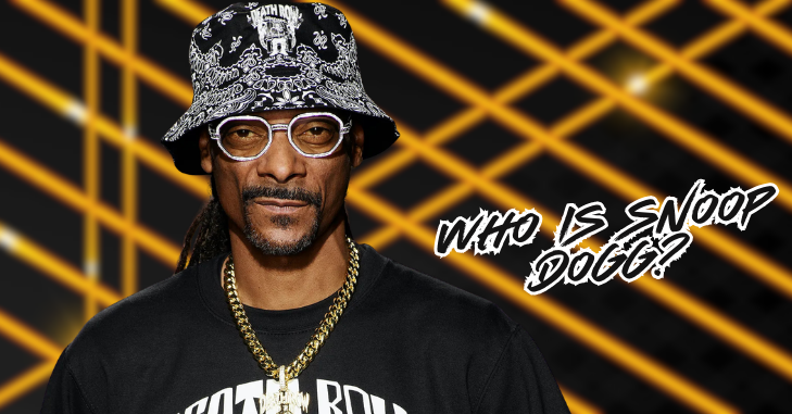 Snoop Dogg posing for a portrait in his signature style